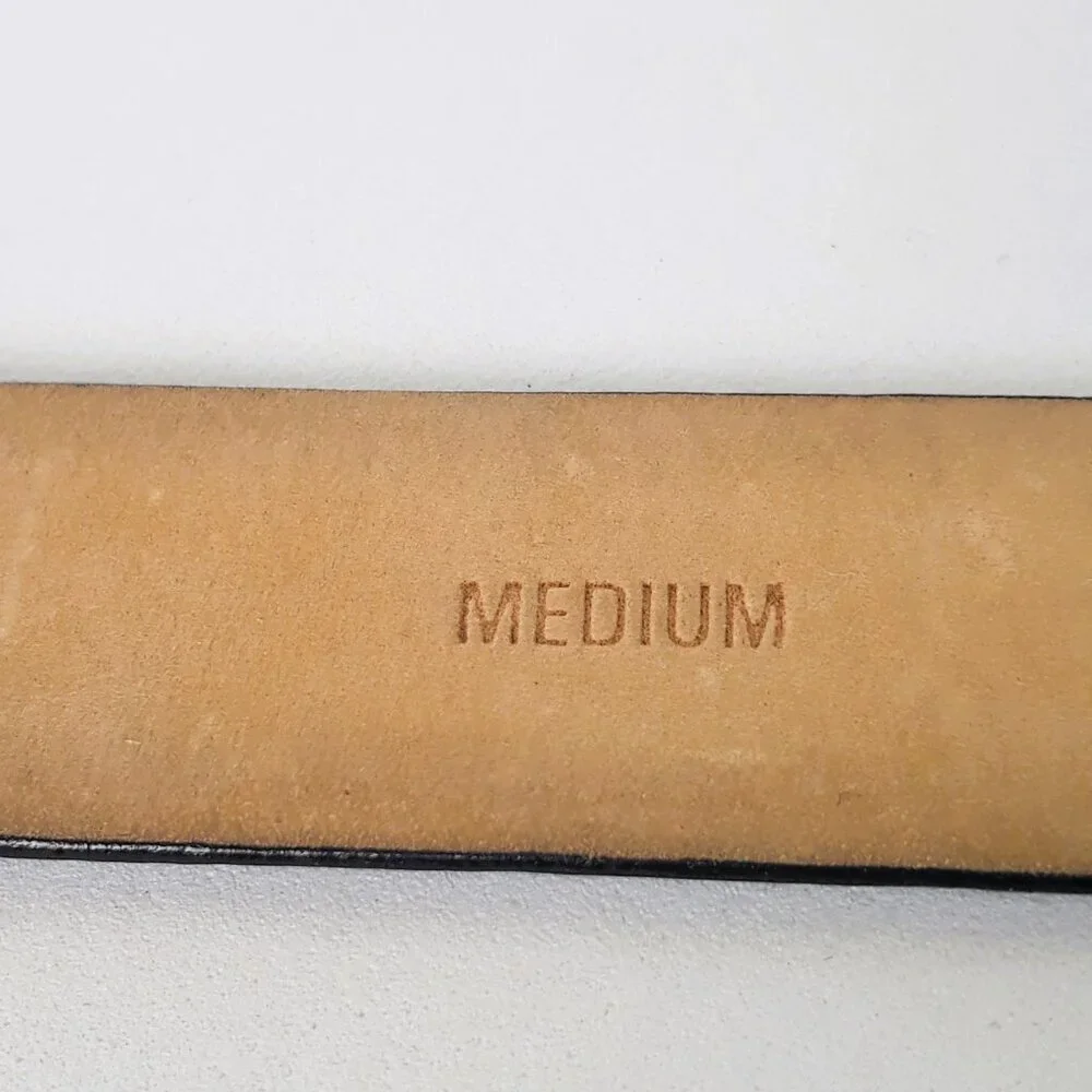 Italian Alligator Calfskin Leather Belt M Black Minimalist Office Old Money